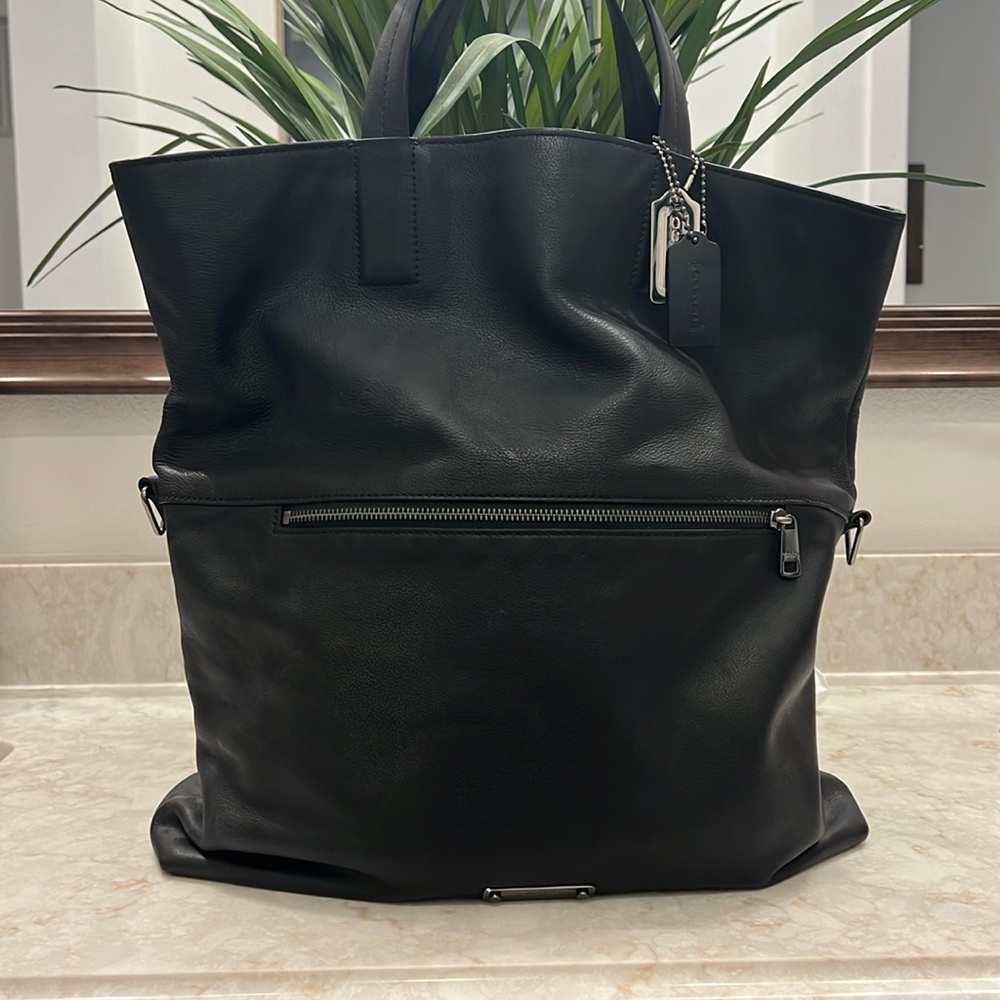 Black coach, tote bag with dual access
